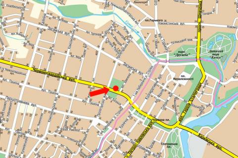 Citylight  in Sumi, 1.8x1.2  Illins'ka st. (kol. Cervonogvardijs'ka st.) / Aroslava Mudrogo st. (kol. Proletars'ka st.), 45 (No2) scheme