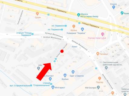 Citylight  in Kyiv, 1.8x1.2  Pestela st., 5 / st. Zilans'ka, do univermagu "Ukraina", pl. Peremogi scheme