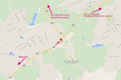 Billboard A in High, 3x6  Сімферопольське шосе - с. Високий, пост ДАІ, біля АЗС "Б-сеть", (1), в'їзд в місто scheme