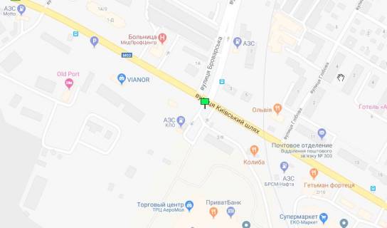 Billboard B in Boryspil Kiivs'kij slah st., 2/8, viizd z Borispola, Aeromoll, svitlofor, pravij scheme