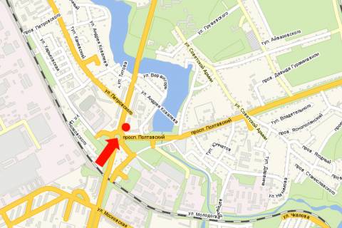 Billboard A in Kremenchuk, 3x6  Ukrainki av. (kol. 50-ricca Zovtna av.), bila Pivzavodu scheme