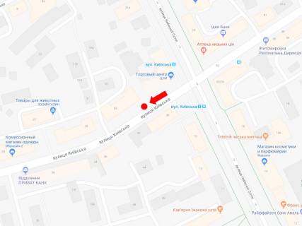 Citylight A in Zhytomyr, 1.8x1.2  Kiivs'ka st., 37, bila CUMu, z centru scheme