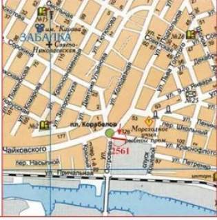 Billboard A in Kherson Korabel'na pl. - Cajkovs'kogo st. - Bogorodic'ka st. scheme