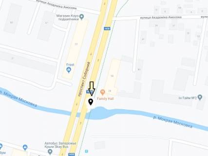 Billboard B in Zaporizhzhya, 6х3  Sobornij prosp., bila mostu cerez r. Mokra Moskovka scheme