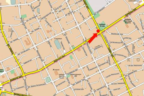 Citylight B in Zhytomyr, 1.8x1.2  Kiivs'ka st., 75 / Shidna st., bila lombardu "Blago" scheme