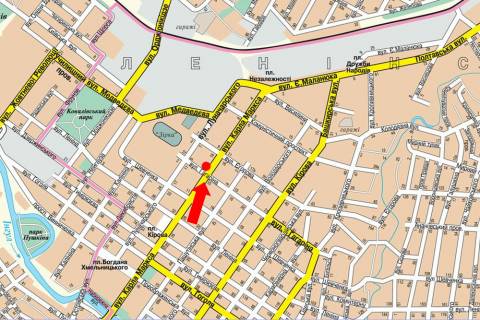 Citylight  in Kropyvnytskyi (Kirovograd), 1.8x1.2  V. Perspektivna st. (kol. Marksa st.) / Gagarina st., bila magazinu "Hutro luks" scheme