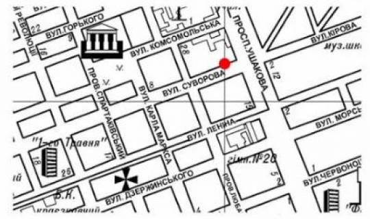 Billboard A in Kherson Suvorova st., bila magazinu "Parus" scheme