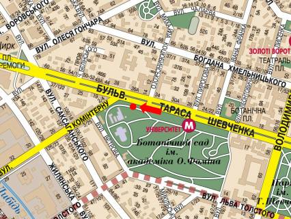 Citylight B in Kyiv, 1.8x1.2  Sevcenka bst., 36, bila Botanicnogo sadu, v storonu Peremogi pl. scheme