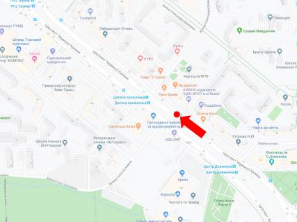 Citylight  in Lviv, 1.8x1.2  Cervonoi Kalini av. 59 - st. Hotkevica, (zup. "Ditaca poliklinika"), v centr scheme