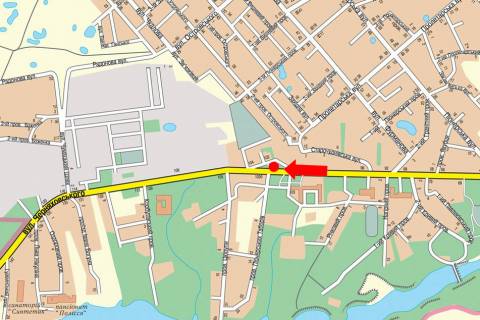 Billboard A in Zhytomyr, 3x6  Cudnivs'ka st. (kol. Cernahivs'kogo st.) , 100, bila Inzenerno-Tehnologicnogo Institutu, na svitlofori scheme