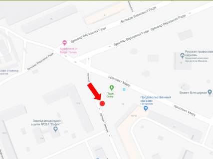 Billboard  in Kyiv, 3x6  Tampere st., 17/2 - av. Miru, na svitlofori, v bik av. Vozz'ednanna scheme