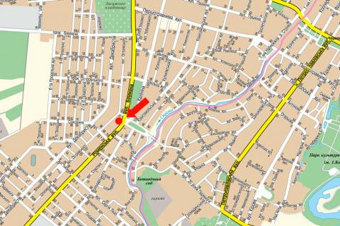 Prismatron, Prism  in Sumi, 3x6  Romens'ka st. / Banderi st. (kol. Baumana st.) / 20-ricca Peremogi st., z centru - 448027 scheme