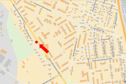 Billboard B in Kremenchuk, 3x6  Respublikans'ka st., 124, v centr scheme