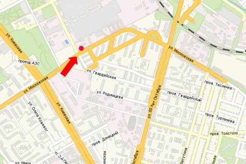 Billboard B in Kremenchuk, 3x6  Pugacova st., 33/27, bila magazinu "Pirotehnika" scheme