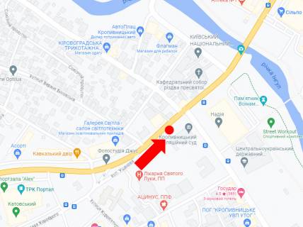 Citylight A in Kropyvnytskyi (Kirovograd), 1.8x1.2  Soborna st. - Verhna Perms'ka, do centru scheme