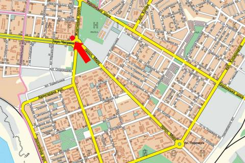 Billboard  in Mykolaiv, 3x6  Bogoavlens'kij av. (kol. Zovtnevij av.) / Pogranicna st. (kol. Cigrina st.), kil'ce avtovokzalu, bila supermarketiv "Velika Kisena", "Tehnopolis", liva scheme