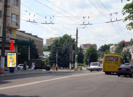 Citylight B in Zhytomyr, 1.8x1.2  Berdicivs'ka st. / Sevcenka st., bila UkrSibbanku, na svitlofori Photo 1