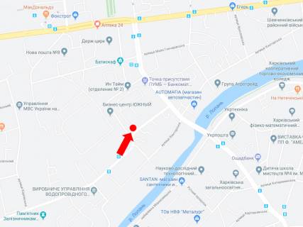 Billboard  in Kharkiv, 3x6  B. Goncarivs'ka st., 13 - Simferopol's'kij prov., v storonu st. Koneva scheme