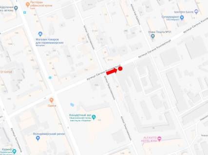 Scrolller, Scroll  in Kyiv, 2.3x3.14  Konoval'ca st. (kolis. Sorsa st.) / Predslavins'ka st., na svitlofori, v storonu Ukrainki bst. - 445528 scheme