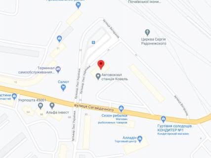 Video Billboard A in Kovel Ukrainki bst., 42, apteka "Volin'farm", prajs za rolik 10 sek 1 vihid/5 hvilin, na dvostoronn'omu ekrani, vid 144 vihodiv na den'. Rozrahunok dla insih parametriv translacii utocnujte u menedzera. - 301387 scheme