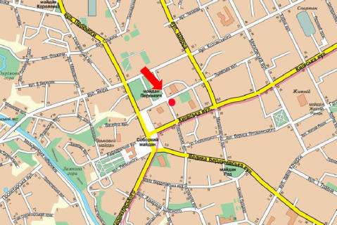 Citylight B in Zhytomyr, 1.8x1.2  Peremogi pl. / Teatral'na st., bila kasi "KijAvia" scheme