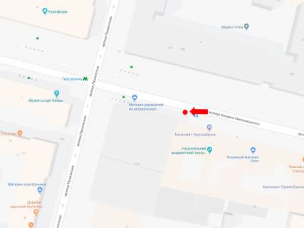 Citylight B in Kyiv, 1.8x1.2  Hmel'nic'kogo st., 5/15, bila st. m. "Teatral'na", teatru L. Ukrainki, v storonu st. Volodimirs'ka scheme