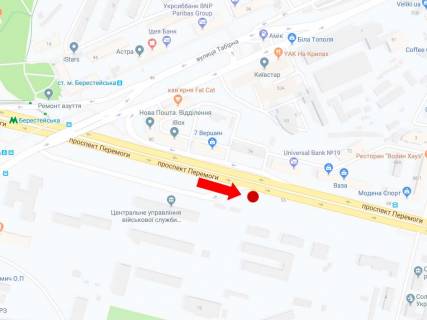 Video Billboard A in Kyiv, 3x6  Berestejs'kij av. (kolis. av. Peremogi), 76, navproti, v storonu st.m. "Sulavs'ka", centr, (rolik 10 sek, 1 vihid/1,5 hvilini) - 324799 scheme