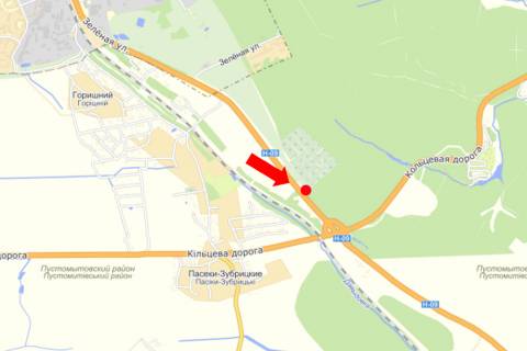 Billboard B in Pasik-Zubrytsky, 3x6  Zelena st., viizd z mista scheme