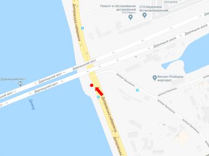 Backlight B in Kyiv, 2.3x3.14  Dniprovs'ka naberezna / st. Prical'na, bila zaliznicnogo mostu, na svitlofori, v storonu mostu Patona scheme