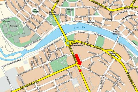 Citylight A in Uzhgorod, 1.8x1.2  Svobodi av., 28, rozdil'nik, centr obslugovuvanna MTS, v bik Kirila i Mefodia pl. scheme