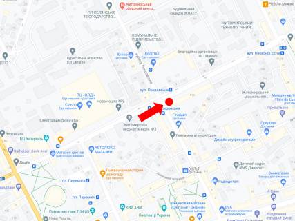 Scrolller, Scroll A in Zhytomyr, 2.3x3.14  Grusevs'kogo st. (kolis. st. Kotovs'kogo), 14 - Pokrovs'ka st. (kolis. st. Sorsa) navproti TC "Oldi", supermarketiv "Sil'po", "El'dorado", na svitlofori - 470800 scheme
