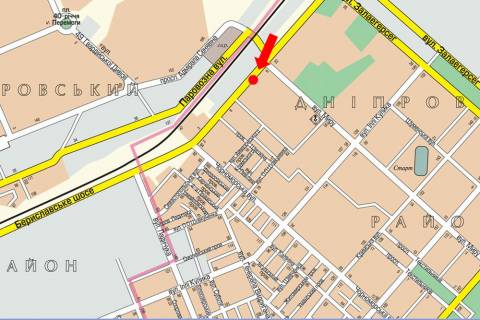 Billboard B in Kherson, 3x6  Berislavs'ke sose / Miru st., navproti avtosalonu "Reno" (flazok) scheme