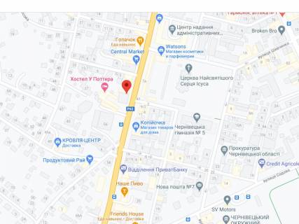 Billboard A in Chernivtsi Geroiv Majdanu st. (stara nazva Cervonoarmijs'ka st.), 50, apteka "Med Servis", NoL046, prajs za rolik 10 sek 1 vihid/5 hvilin, z 8:00-22:00. Rozrahunok dla insih parametriv translacii utocnujte u menedzera. scheme