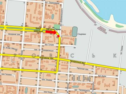 Citylight  in Cherkasy, 1.8x1.2  Sevcenka bst. / Dobrovol's'kogo st., navproti 700-ricca Cerkas pl., supermarketu "Sil'po", z centru scheme