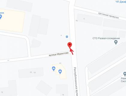Billboard B in Kam'yanske (Dniprodzerzhinsk), 6х3  v rajoni perehresta st. Respublikans'ka ta st. Murahtova scheme