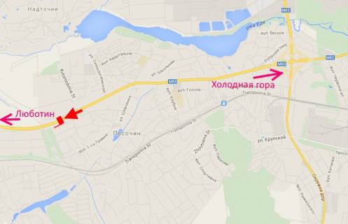 Billboard B in Pisochin, 3x6  Естакада - с. Пісочин, виїзд з міста, (4), у бік траси Київ - Харків - Довжанський scheme