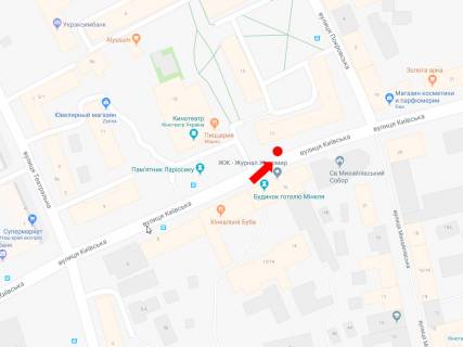 Citylight B in Zhytomyr, 1.8x1.2  Kiivs'ka st., 17, zupinka kinoteatr <<Ukraina>>, z centru scheme