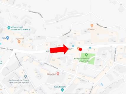 Cityscroll A in Kyiv, 1.8x1.2  В. Житомирська вул. / Гончара вул., на світлофорі, в сторону вул. Хрещатик scheme