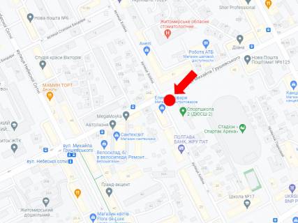 Backlight B in Zhytomyr, 2.3x3.14  Grusevs'kogo st. (kol. Kotovs'kogo st.) / Hlibna st., 24, v centr scheme