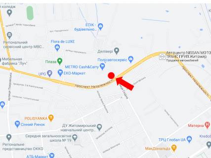 Prismatron, Prism A in Zhytomyr, 3x6  Nezaleznosti av. (kol. Vatutina st.), 55 / Shidna st., bila supermarketu "METRO" - 300544 scheme