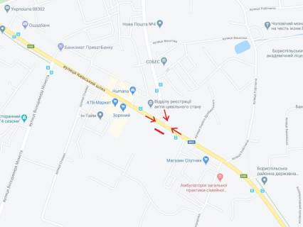 Video Billboard A in Boryspil Kiivs'kij slah st., 14 z, fasad CUM "Kiivs'kij Slah", cina za translaciu rolika 15 sek 1 raz v 15 hvilin z 08:00 do 22:00. Prorahunok insih konfiguracii utocnujte u menedzeriv - 290535 scheme