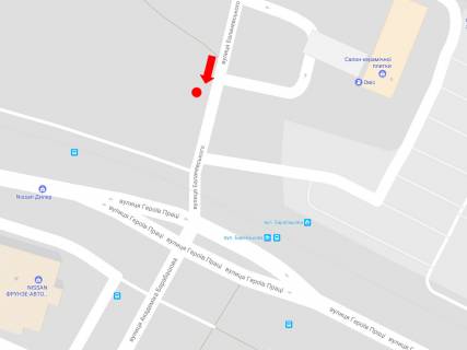 Billboard A in Kharkiv, 3x6  Balanevs'kogo st. / Geroiv Praci st., bila TRK "Dafi", "Karavan", supermarketu "Comfy" scheme