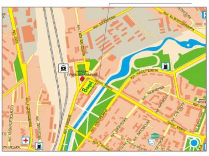 Billboard A in Rivne Nebesnoi Sotni st. (kolis. Kikvidze st.) - Privokzal'na pl. scheme