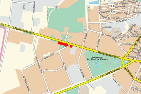 Billboard A in Kropyvnytskyi (Kirovograd), 3x6  Tel'nova st. (kol. Pravdi av.) / Kovalenka st. (kol. Koneva st.), bila supermarketiv "Velika Kisena", "Comfy", v centr scheme