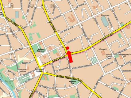 Citylight A in Zhytomyr, 1.8x1.2  Pokrovs'ka st. (kol. Sorsa st.), 4 / Kiivs'ka st., bila magazinu "Radiodetali" scheme