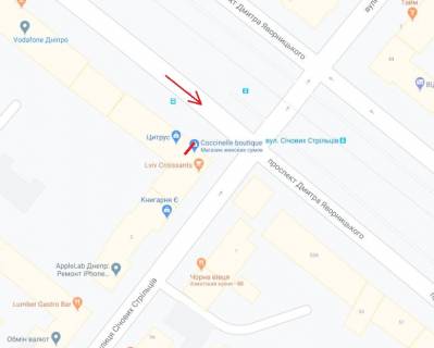 Citylight A in Dnipro (Dnipropetrovsk), 1.2х1.8  prosp. Dmitra Avornic'kogo, 57 - st. Mihajla Grusevs'kogo scheme