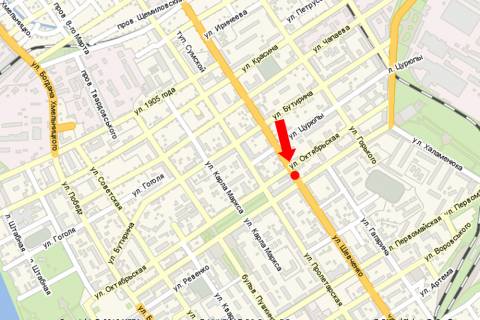 Citylight B in Kremenchuk, 1.8x1.2  Sevcenka st. / Soborna st. (kol. Lenina st.), TC "Mega", magazin "Adidas" scheme