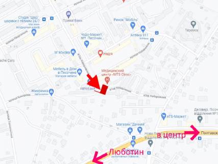 Billboard A in Pisochin, 3x4  смт Пісочин, в'їзд Набережний, мікрорайон "Мобіль", в центр scheme