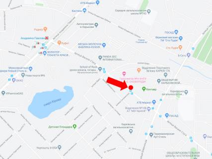 Billboard B in Kharkiv, 3x6  Stusa st. 21 - st. Sahalins'ka, v bik av. Traktorobudivnikiv scheme
