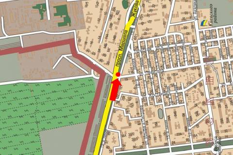 Prismatron, Prism A in Odessa, 3x6  Nebesnoi Sotni av. (kol. Zukova av.) / Levitana st., bila supermarketu "Kopijka", v centr - 143607 scheme